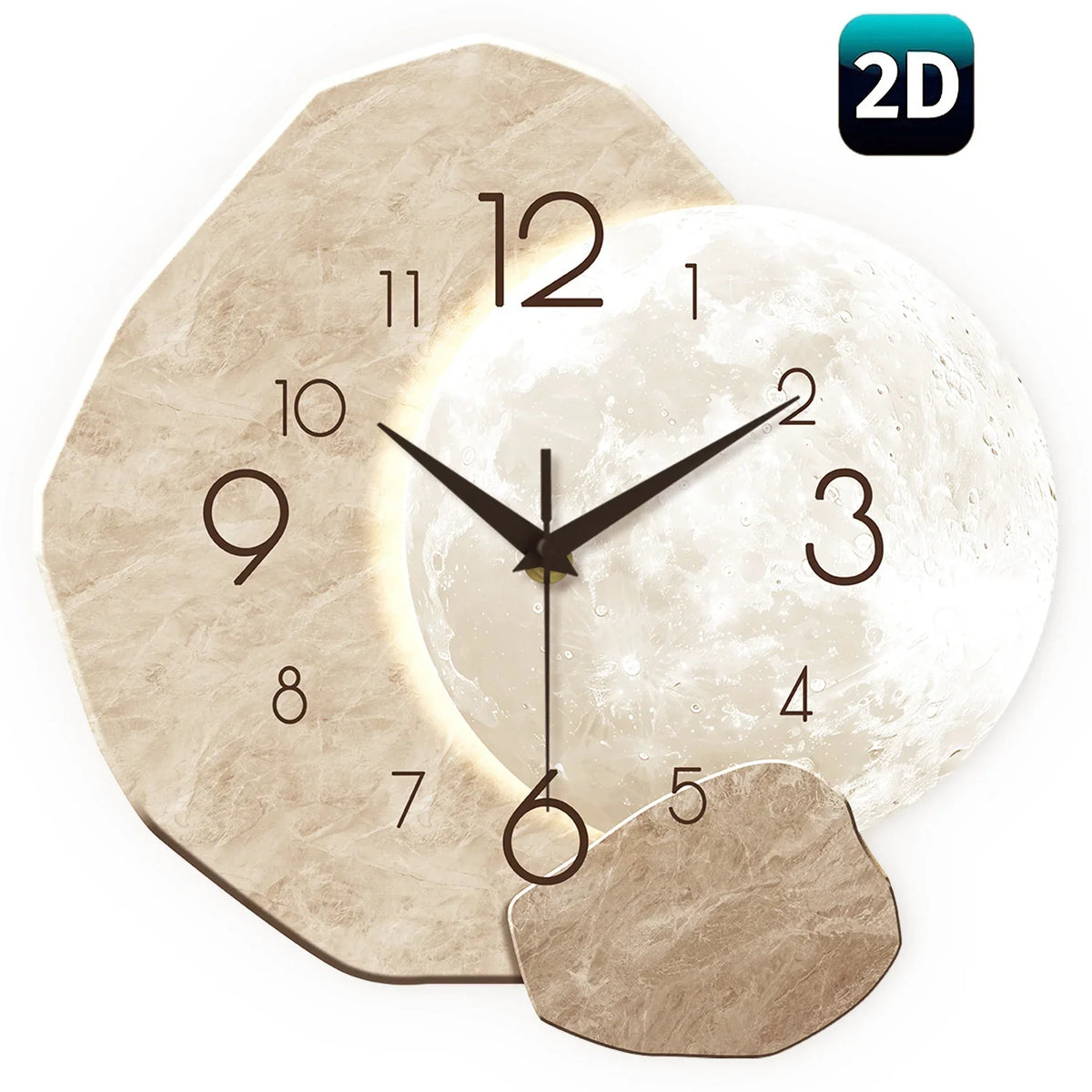 Silent Wall Clock – Modern Moon Design, Quartz Movement for Bedroom & Living Room