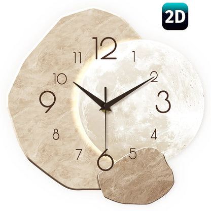 Silent Wall Clock – Modern Moon Design, Quartz Movement for Bedroom & Living Room