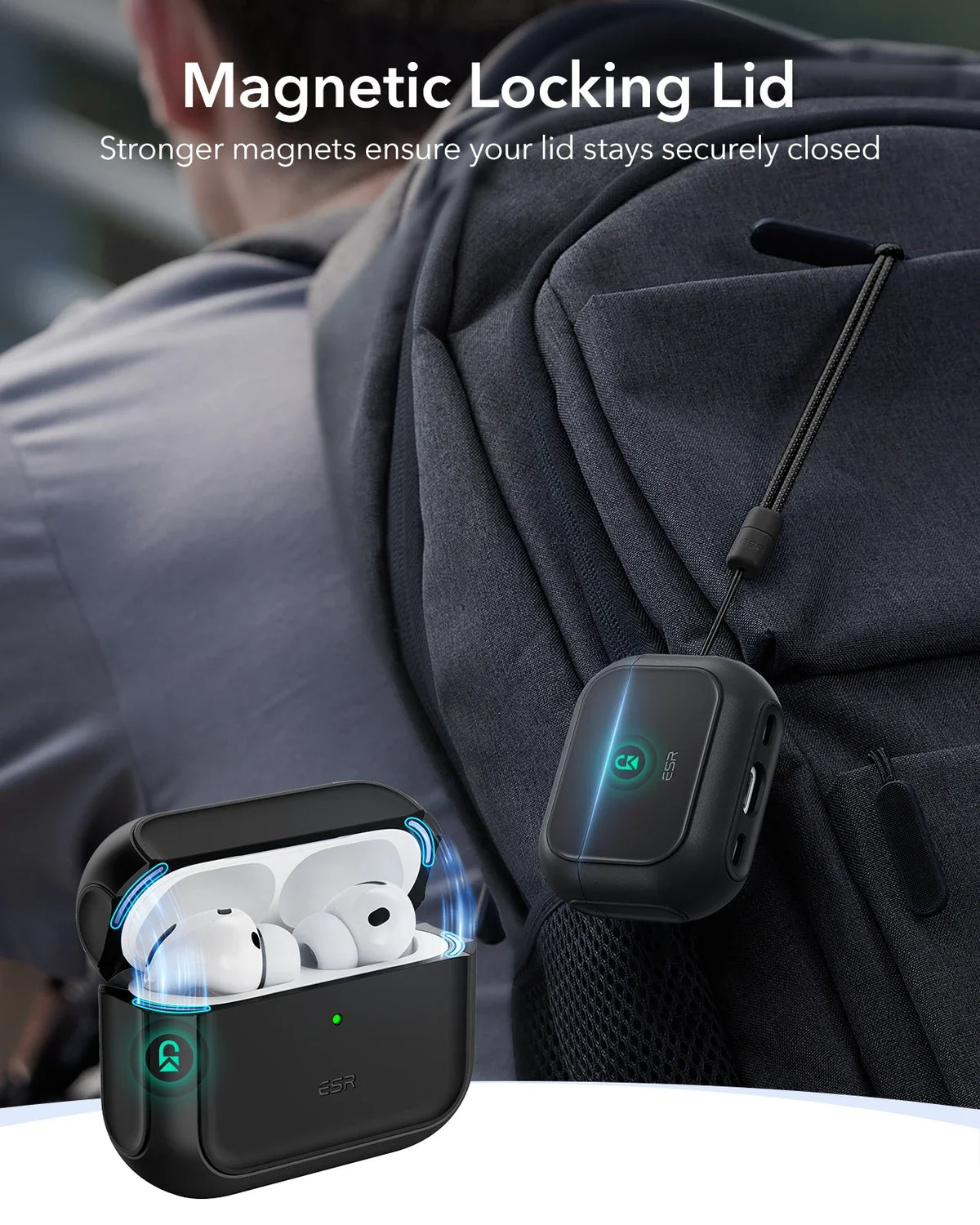 ESR AirPods Pro Case – Heavy-Duty Drop Protection with Carabiner Clip