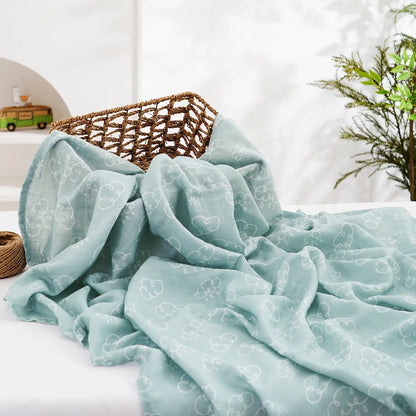 Muslin Swaddle Blanket 100% Cotton 2-Layer Baby Bath Towel Wrap