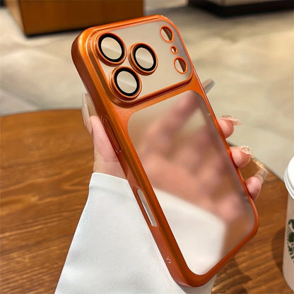 Luxury Plating Matte Hard PC Case with Camera Lens Protector for iPhone