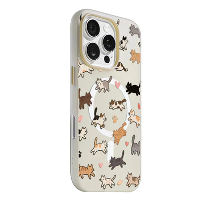 Whimsical Cat Parade Candy Color 2 IN 1 Magsafe iPhone Case