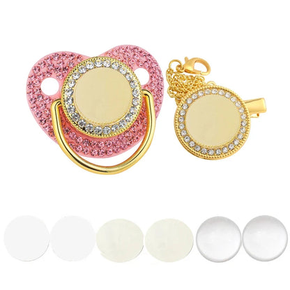 Luxury Bling Baby Pacifier & Clip Set – Personalized Newborn Dummy