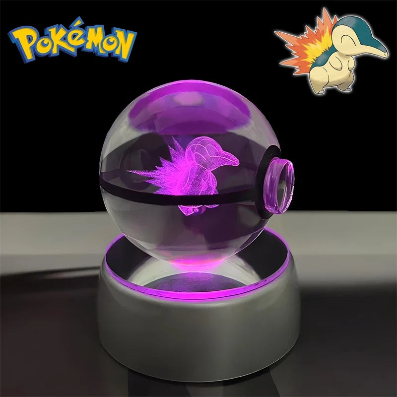 Pokemon 3D Crystal Poke Ball Night Light with LED Base