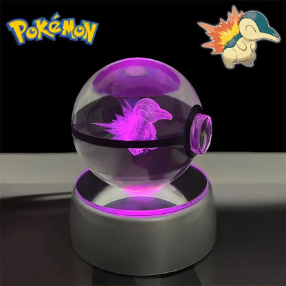 Pokemon 3D Crystal Poke Ball Night Light with LED Base