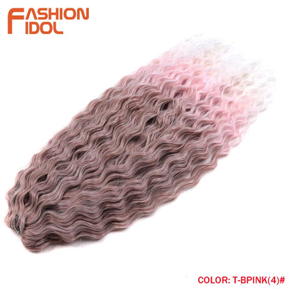 24 Inch Water Wave Crochet Braiding Hair – Synthetic Twist Curly Ombre Extensions
