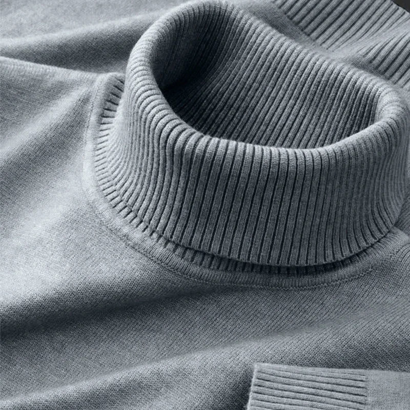 Men’s Knitted Turtleneck Sweater, Breathable Warm Pullover for Autumn & Winter