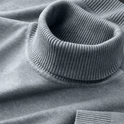 Men’s Knitted Turtleneck Sweater, Breathable Warm Pullover for Autumn & Winter