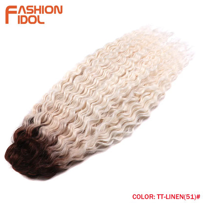 24 Inch Water Wave Crochet Braiding Hair – Synthetic Twist Curly Ombre Extensions