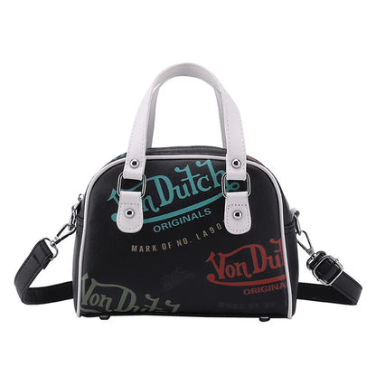 Cartoon Embroidery Bowling Bag – Women's Retro Crossbody Purse