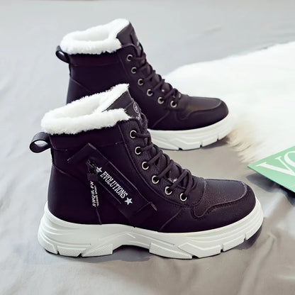 Women's Fur-Lined Winter Ankle Boots – Warm Lace-Up Snow Boots