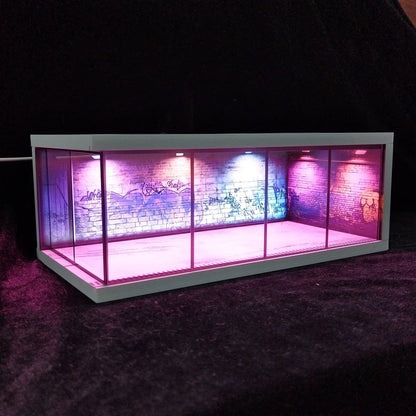 1/64 Scale Garage Diorama Display Case with USB LED Lights