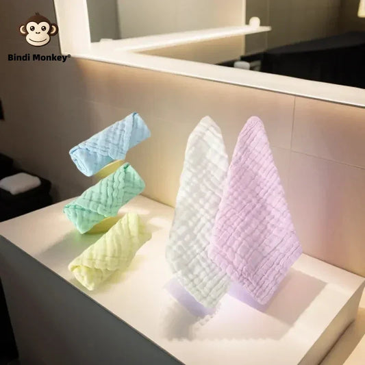 6-Layer Pure Cotton Gauze Square Towels – Set of 5 (25x25cm)