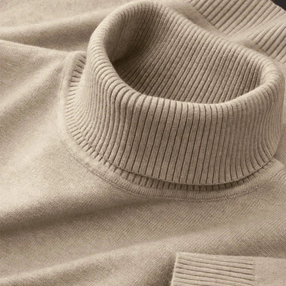 Men’s Knitted Turtleneck Sweater, Breathable Warm Pullover for Autumn & Winter