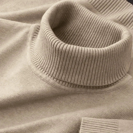 Men’s Knitted Turtleneck Sweater, Breathable Warm Pullover for Autumn & Winter