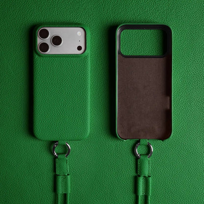 With Lanyard Genuine Leather iPhone Case