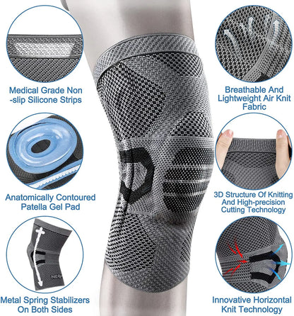 Neenca Knee Brace Compression Sleeve Support Sports Pad Pain Relief Running