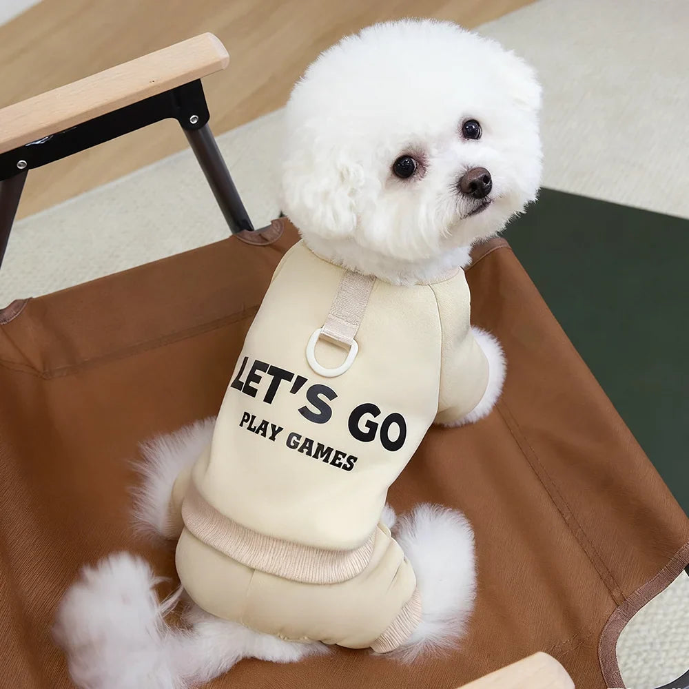 Fleece Winter Dog Jumpsuit Hoodie for Small & Medium Dogs