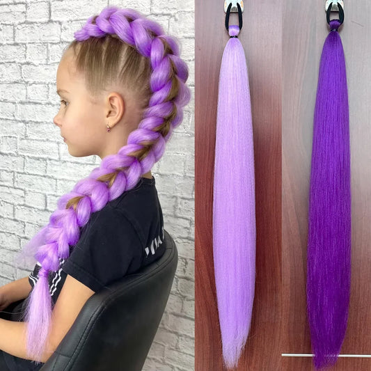 28-Inch Synthetic Braiding Ponytail Hair Extension with Rubber Band