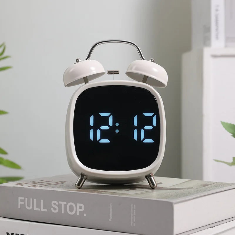 Double Bell Digital Alarm Clock – Voice Control, Super Loud, Night Mode
