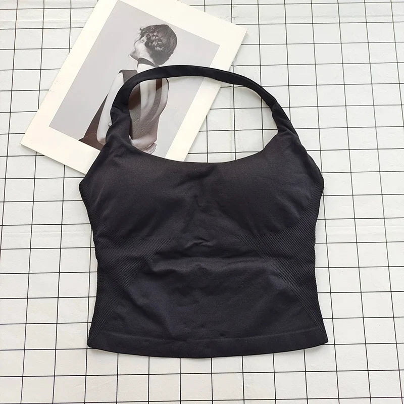 Women's Padded Halter Neck Backless Sports Top