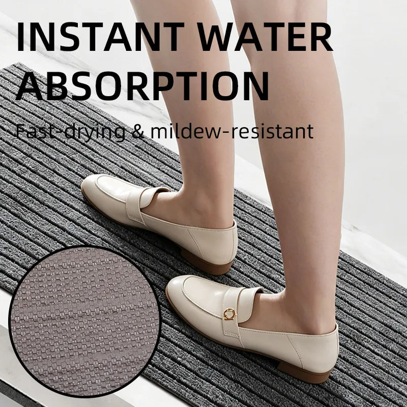 Modern Minimalist Striped Floor Mat – Washable & Stain-Resistant