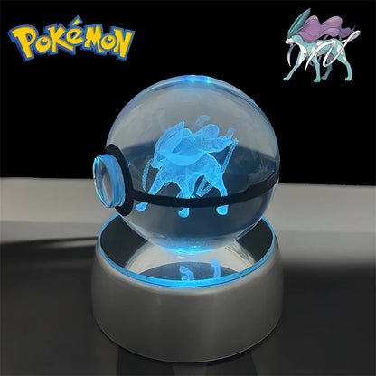 Pokemon 3D Crystal Poke Ball Night Light with LED Base
