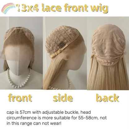 13x4 Lace Front Synthetic Wig – Long Straight 26 Inch, Heat Resistant