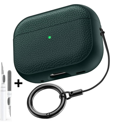 AirPods Case Leather Pattern TPU Cover with Keychain