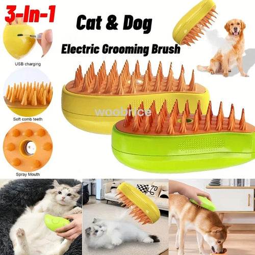 Electric Dog Steamer Brush Grooming 3 1 Steam Pet Remove Tangles Loose Hair Massage Steamy Cat
