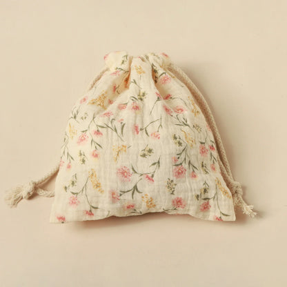 3-Pack Muslin Drawstring Storage Pouches – Baby Stroller Organizer Bags