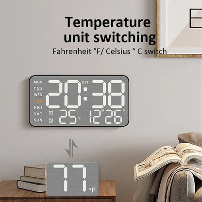LED Digital Alarm Clock – Temp Display, Remote, Wall or Desk