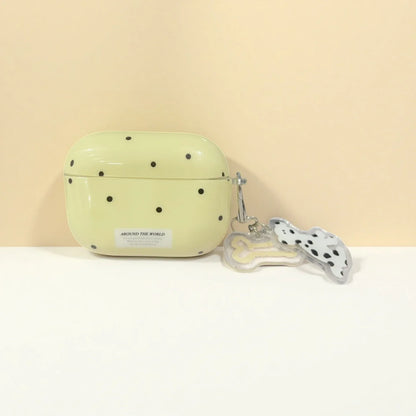 Cute Polka Dot AirPods Case with Dalmatian Dog Charm