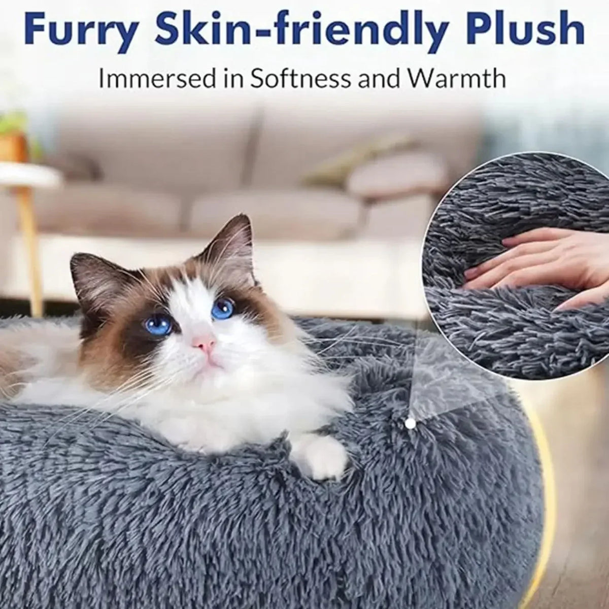40-90cm 6 Sizes Round Pet Bed Large Dog Super Soft Cat Plush House Medium Winter Warm Sleeping