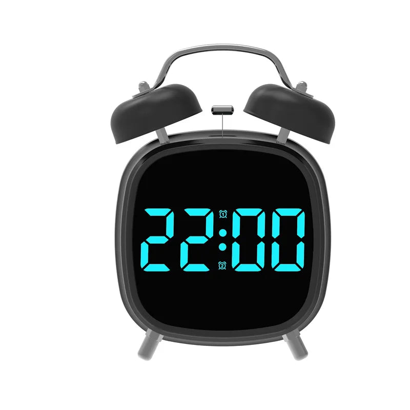 Double Bell Digital Alarm Clock – Voice Control, Super Loud, Night Mode