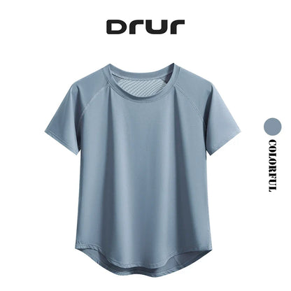 Drur Yoga Tops Sportswear Woman Gym Shirts Breathable Quick Dry Short Sleeve Workout T Shirt Jogger