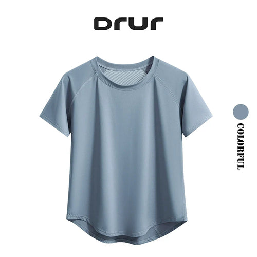 Drur Yoga Tops Sportswear Woman Gym Shirts Breathable Quick Dry Short Sleeve Workout T Shirt Jogger