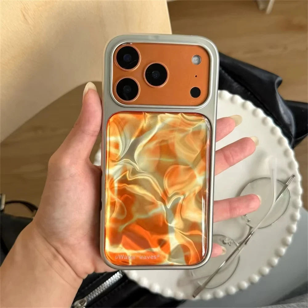 Water Ripples Pattern Electroplated Resin Casting iPhone Case