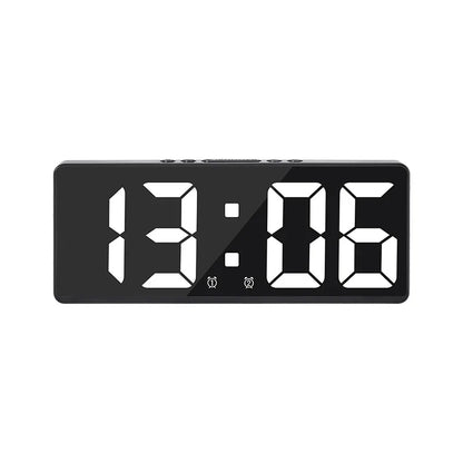 Digital LED Alarm Clock – Mirror & Acrylic, Voice Control, Dual Alarm