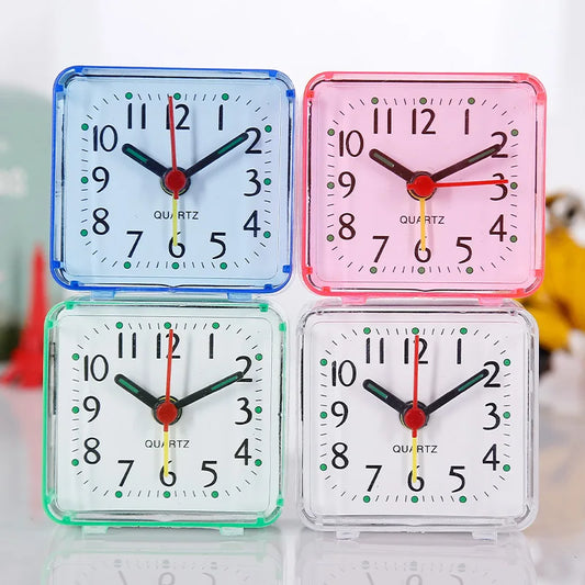 Small Quartz Alarm Clock – Compact Square Desk & Travel Clock