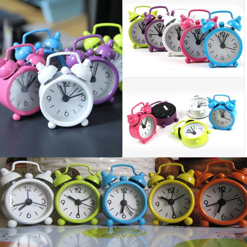 Mini Metal Twin Bell Alarm Clock – Cute Retro Desk & Room Decor