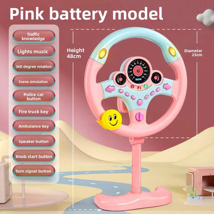 Electric Simulated Driving Steering Three-Dimensional Portable Wheel Copilot Toy Light Sound