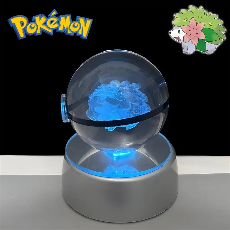 Pokemon 3D Crystal Poke Ball Night Light with LED Base