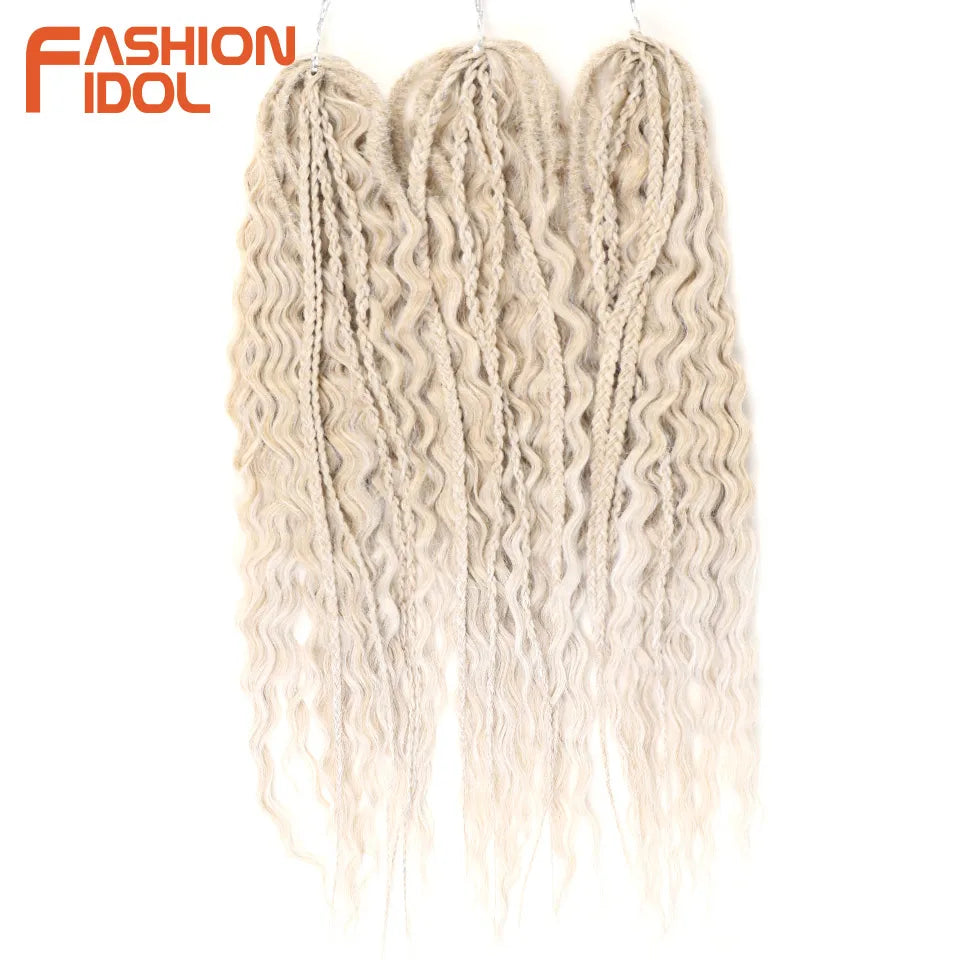 24 Inch Water Wave Crochet Braiding Hair – Synthetic Twist Curly Ombre Extensions