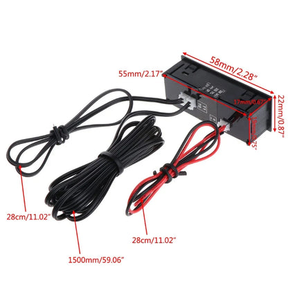 3-in-1 Car Dashboard Clock with Temperature & Voltmeter