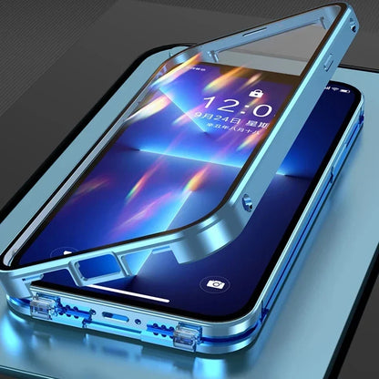 360 Magnetic Glass iPhone Case – Metal Frame Full Body Cover