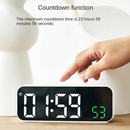 Digital Alarm Clock with LED Display, Temperature & Date