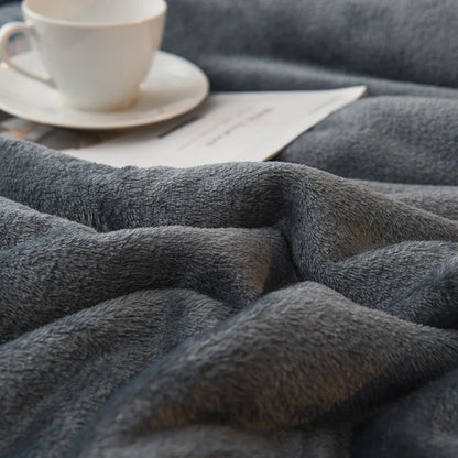 Double-Sided Wool Throw Blanket – Thick Warm Winter Bed Blanket, 12 Colors