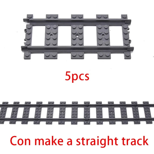 City Train Track Building Block Parts – Straight, Curved & Switch Rails