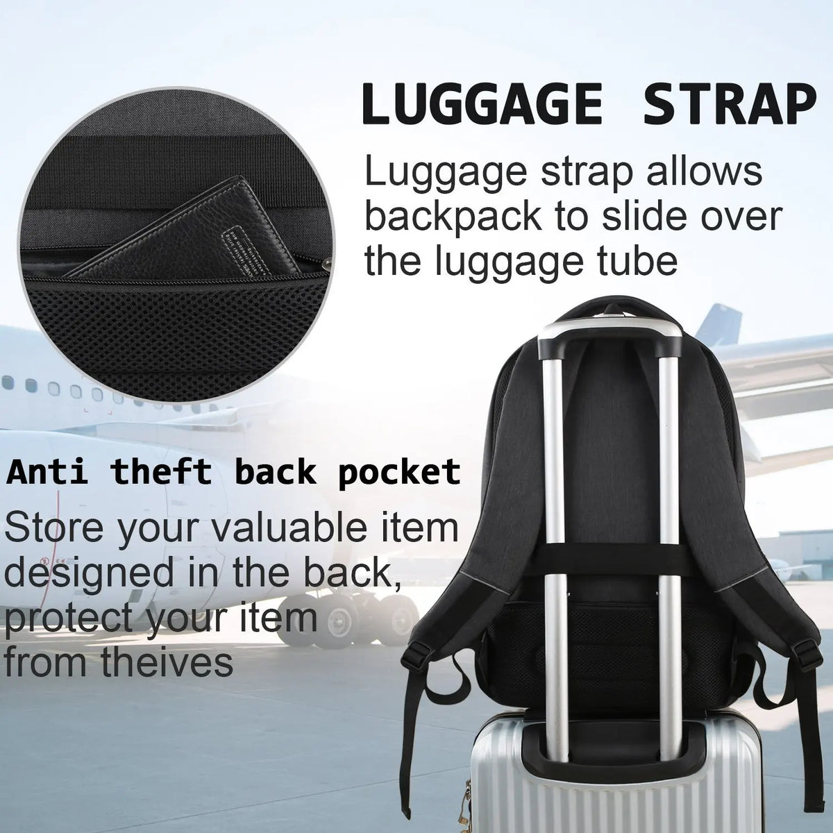 Laptop Backpack 18" – Large Travel Bag with USB Charging Port